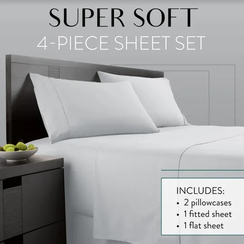 Vista 2 de Danjor Linens Sábanas de litera individual con 2 fundas de almohada, bolsillos profundos de microfibra cepillada ligera, juego de ropa de cama 02
