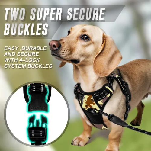 Vista 198 de BARKBAY - Arnés para perro sin tirones con clip frontal, material resistente y reflectante, asa de fácil control para pasear perros grandes