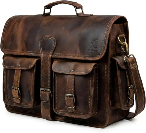 Vista 7 de cuero Bolso mensajero de cuero para hombre, bolsa para laptop de 14 pulgadas, bolsa cruzada para hombre, bolso cartera de cuero vintage hecho a mano