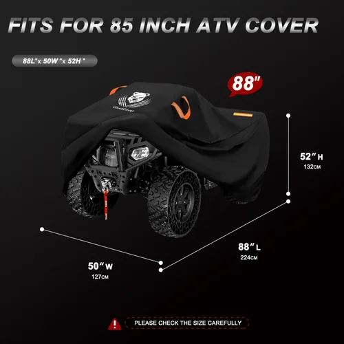 Vista 7 de ClawsCover - Cubiertas XXL(Plus) para ATV Quad de 88 Pulgadas, tela Oxford impermeable para exteriores, resistente, accesorios para 4 ruedas