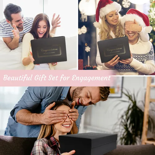 Vista 7 de Frerdui Regalos de compromiso para parejas, regalos de compromiso para parejas recién comprometidas, juego de regalo de vaso de compromiso de vino