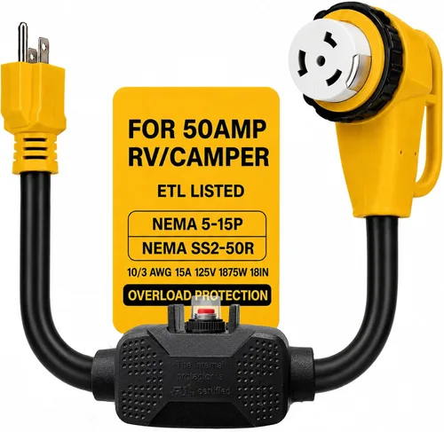 Vista 9 de Adaptador RV de 50 amperios a 110 con conector de bloqueo