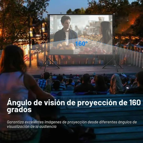 Vista 3 de Pantalla de proyector para exteriores con soporte, pantalla de proyector grande portátil de 120 pulgadas con soporte resistente, pantalla