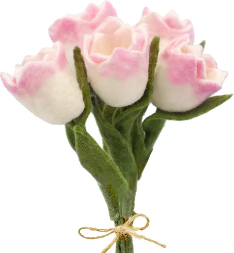 Vista 14 de Glaciart One Ramo de flores artificiales de narciso de fieltro, 5 piezas, reutilizables, lavables y listas para aceite esencial, flores artificiales