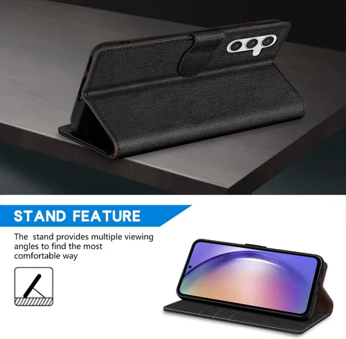 Vista 6 de ZZXX Funda tipo cartera para Samsung Galaxy A54 5G con bloqueo RFID, ranura para tarjetas, función atril, cierre magnético, funda protectora