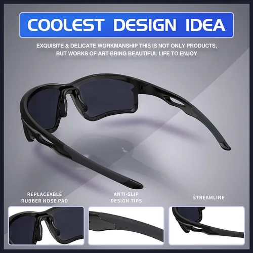 Vista 4 de DEAFRAIN Lentes de sol deportivos polarizados para hombres y mujeres, ciclismo, correr, conducir, pesca, TR90, marco irrompible, protección UV