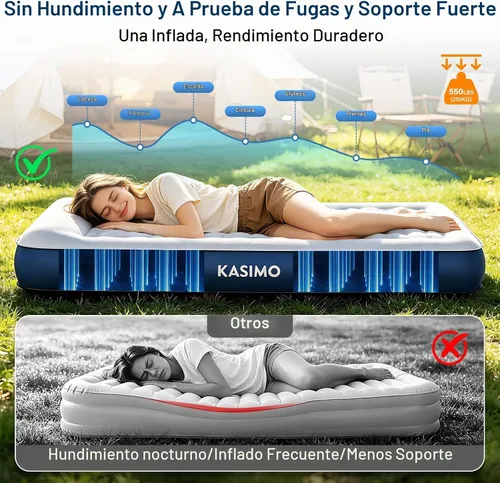 Vista 7 de KASIMO Colchones de aire gemelos para acampar con bomba de batería