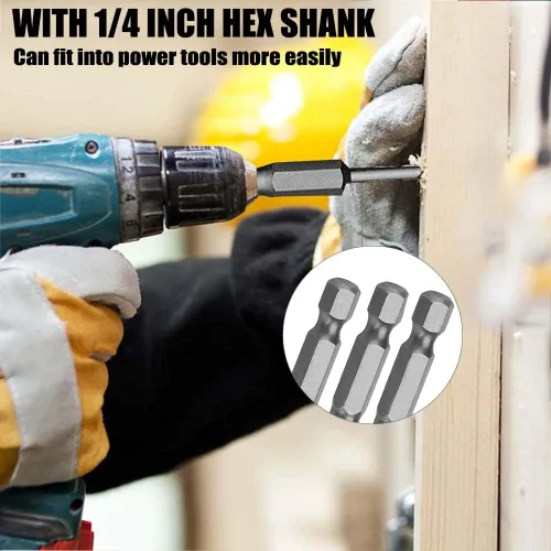 Vista 6 de 10 puntas de destornillador hexagonal, punta de destornillador Torx de acero S2, puntas magnéticas hexagonales de 0.098 pulgadas con 5.99 pulgadas