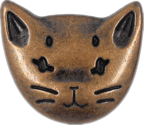 Vista 6 de Bezelry 12 botones de vástago de metal con diseño de gato, 0.709 in (latón antiguo)