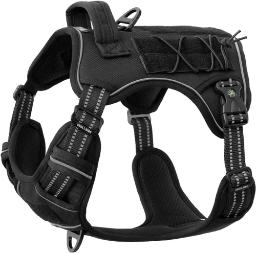 Vista 20 de Arnés táctico para perros medianos y grandes, control ajustable sin tirones con asa, chaleco reflectante resistente, talla XL Verde militar