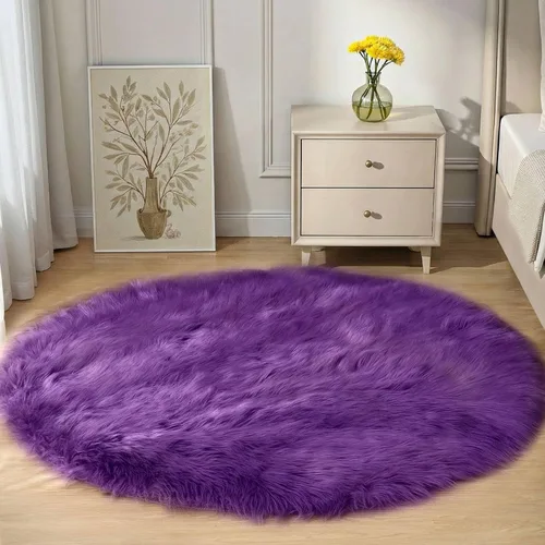 Vista 65 de Goolela Alfombra esponjosa de piel sintética para dormitorio, color marrón claro beige, 2 x 3 pies, alfombra de piel de oveja peluda y difusa