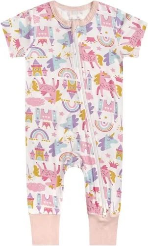 Vista 14 de Teach Leanbh Pijama de viscosa de bambú unisex para niños pequeños Azul Blanco/Cocodrilo
