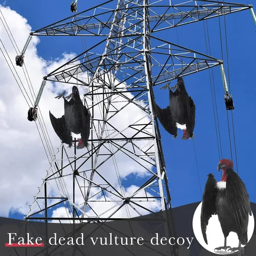 Vista 3 de Tenceur 1 pieza de Efigie de buitre sintético de 18 pulgadas, señuelos de buitre falsos grandes simulados de plumas completas, pájaro realista