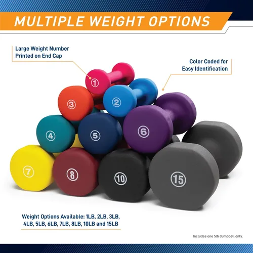 Vista 4 de Marcy Mancuerna de neopreno de colores para mano, pesas libres de ejercicio para gimnasio en casa, se venden