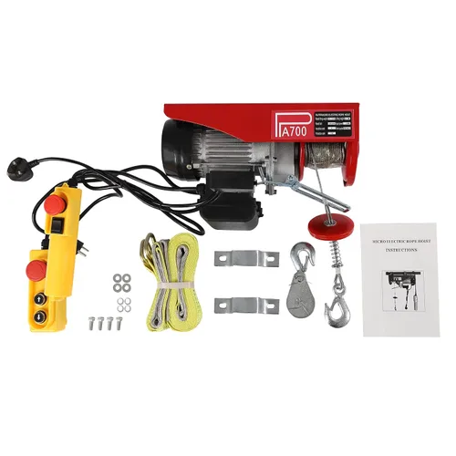 Vista 7 de Electric Hoist 1543lbs, 110V Electric Winch with Wired Remote Control Single/Double Slings, Electric Lift for Lifting in Garage Factory Attic