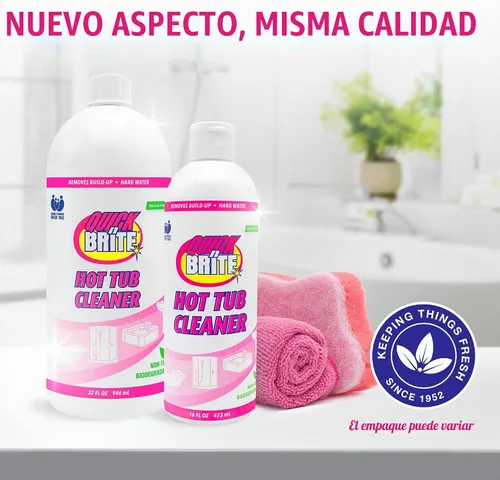 Vista 8 de Quick N Brite - Kit limpiador de bañera de hidromasaje resistente, gel de limpieza no abrasivo con esponja y paño, 16 onzas