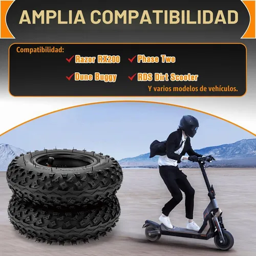 Vista 3 de Juego de 2 neumáticos y tubo interior Knobby Scooter de 200 x 50