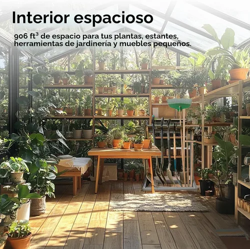 Vista 4 de Invernadero grande de aluminio mejorado de 10X12FT para exteriores con termómetros