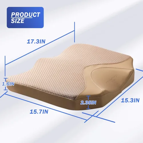 Vista 7 de Cojín de asiento de automóvil, cómodo cojín de espuma viscoelástica para conducir, cojín de cuña de elevación automática para aliviar el dolor