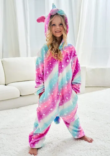 Vista 13 de Disfraz de unicornio con capucha para niñas, disfraz de una pieza para Halloween