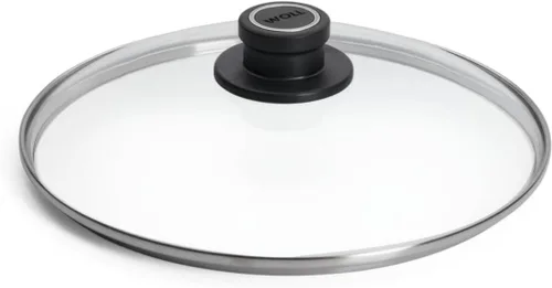 Vista 15 de Woll Tempered Glass with Stainless Steel Rim and Vented Knob Round Lid, 12", Clear