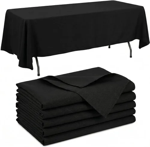 Vista 19 de Mantel rectangular de poliéster, manteles para mesas rectangulares de 6 pies, manteles de tela decorativa lavable para bodas, banquetes y campamento