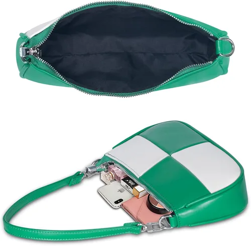 Vista 3 de NIUEIMEE ZHOU Bolso de hombro para mujer estilo retro de cuero vegano clásico con cierre de cremallera