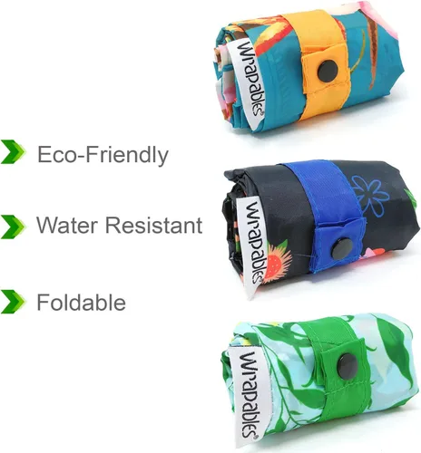 Vista 5 de Wrapables Bolsa de compras reutilizable grande con bolsa exterior (juego de 3)