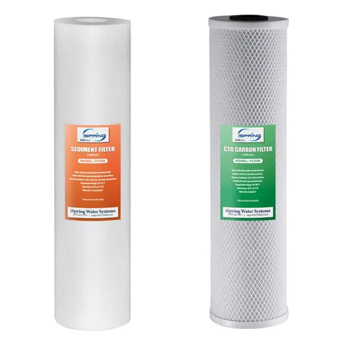 Vista 5 de iSpring Sistema de filtro de agua de 2 etapas para toda la casa con paquete de filtro de repuesto para sedimentos, cloro y más
