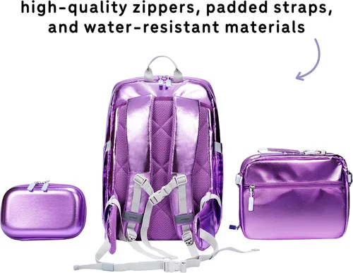 Vista 13 de Juego de mochila para niños de 16 pulgadas con bolsa de almuerzo aislada y estuche para lápices