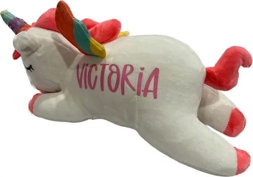 Vista 9 de Unicornio arcoíris de felpa rosa personalizado hecho a mano - Regalo personalizable