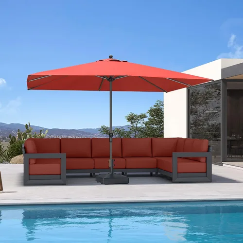Vista 76 de PURPLE LEAF - Sombrilla de patio rectangular de 6' x 4', sombrilla de mesa para exteriores con marco de aluminio, sombrilla de mercado, sombrilla
