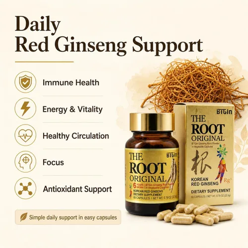 Vista 5 de The Root Suplemento original coreano rojo panax ginseng – 100% polvo de raíz fina entera con fibra natural y minerales – Resistencia sin cafeína