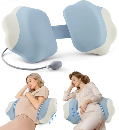 Vista 7 de DONAMA Almohada de embarazo para dormir, desmontable y ajustable, almohada de maternidad de apoyo de doble cara, agradable a la piel para mujeres
