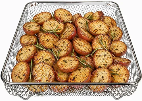 Vista 4 de Univen Cesta de freidora de aire mejorada de acero inoxidable compatible con horno freidora Cuisinart TOA-26