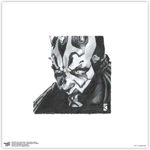 Vista 9 de Gallery Pops Star Wars: Saga - Darth Maul Sketch - Arte de pared, versión enmarcada negra, 12 x 12 pulgadas Versión con marco negro
