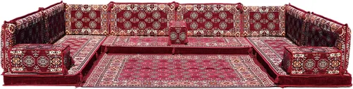 Vista 31 de arabicsofa Sofás seccionales en U hechos a mano – Asientos tradicionales en el suelo estilo Jalsa árabe