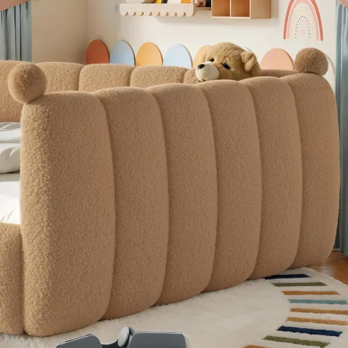 Vista 5 de Bellemave Cama Montessori tapizada tamaño Queen con valla, natural