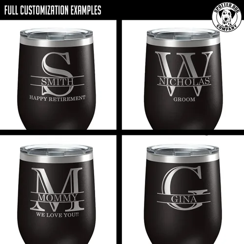 Vista 3 de Vaso de vino personalizado de 12 onzas (17 colores) de acero inoxidable recubierto de polvo con tapa, grabado personalizado, regalo personalizado