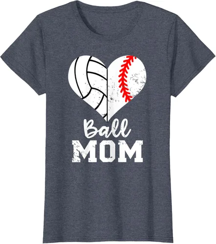 Vista 16 de Ball Mom Heart Funny Baseball Voleibol Mom - Camiseta para mamá, Negro, S