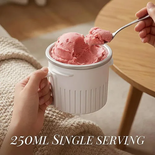 Vista 8 de Accesorio de heladera de dos tazones compatible con todas las batidoras de pie KitchenAid, lote doble de 1/4 cuarto de galón helado casero, gelato