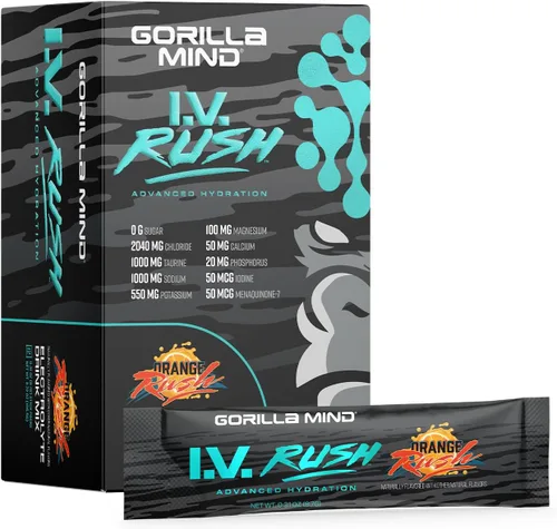 Vista 6 de Gorilla Mind I.V. Rush™ Mezcla de bebidas con electrolitos - 3,760 mg de electrolitos, sin azúcar, sin edulcorantes artificiales Polvo