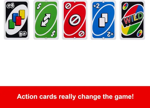 Vista 5 de Mattel Games Juego de cartas UNO para niños, adultos y noches y fiestas familiares, viajes y vacaciones, baraja accesible y personalizable