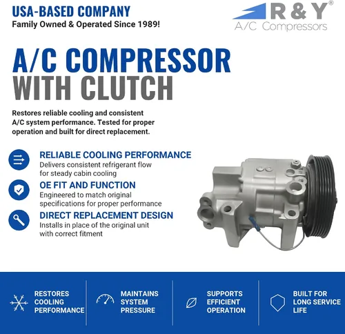 Vista 2 de Compresor de CA RYC y embrague de A/C FG460 (se adapta a Nissan Sentra 1.8L, 2.0L 2000, 2001, 2002, 2003, 2004, 2005, 2006)