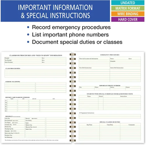 Vista 7 de Plan de lecciones para profesores de 6 periodos, días en vertical al costado (W202), Woodgrain