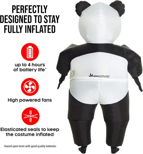 Vista 3 de Morph Disfraz inflable de panda gigante, talla única, color negro y blanco, Negro/Blanco