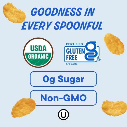 Vista 3 de The Real Cereal Company, Cereales orgánicos de maíz en hojuelas, paquete de 3, cero azúcar, sin gluten, sin OMG, fabricado en Estados Unidos