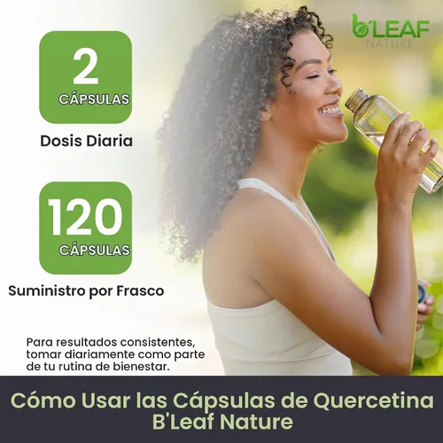 Vista 8 de B'LEAF NATURE Fitosoma de quercetina, 120 cápsulas – 1000 mg de quercetina de alta absorción con vitamina C y zinc – Suplemento de quercetina
