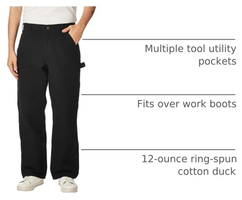 Vista 4 de Carhartt Pantalón de trabajo utilitario de lona lavada de corte holgado para hombre Negro