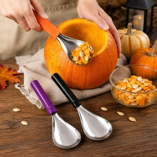 Vista 6 de LUOZZY Separador manual de pulpa de calabaza de acero inoxidable (naranja, morado, negro)